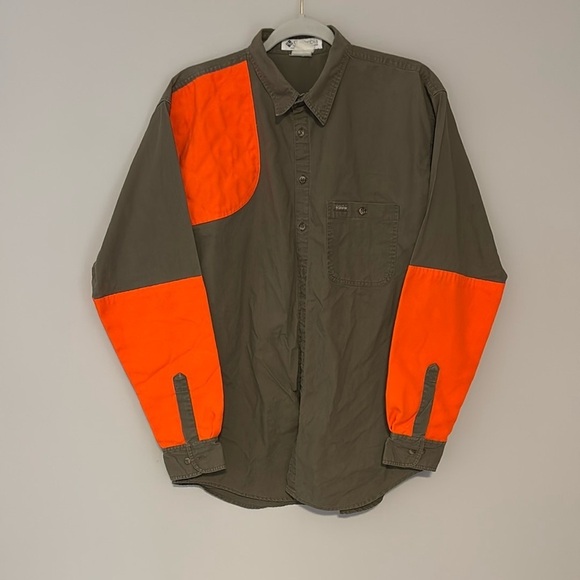 90s Columbia Green/Orange Hunting Button Down size large - Picture 1 of 6